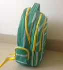 Sacs à dos rayés de lycée de polyester blanc vert d'ODM d'OEM avec la poche d'ordinateur portable