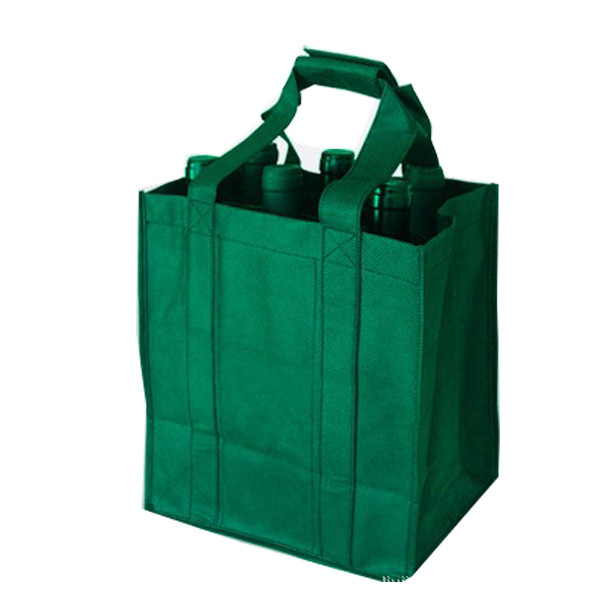 La bouteille de vin non tissée durable de sac à provisions de vert Totes la certification ISO9001