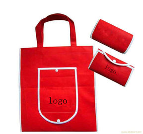 Le cadeau promotionnel pliable rouge met en sac l'emballage d'achats de toile écologique